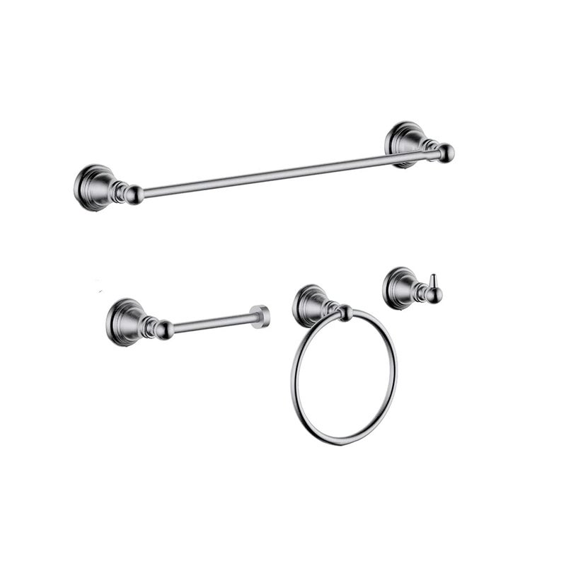 Derengge F-080-BN 4-Piece Bathroom Hardware Accessory Set with 18 Inch Towel Bar -Towel Ring- Paper Holder-Robe Hook Brush Nickel - Image 1